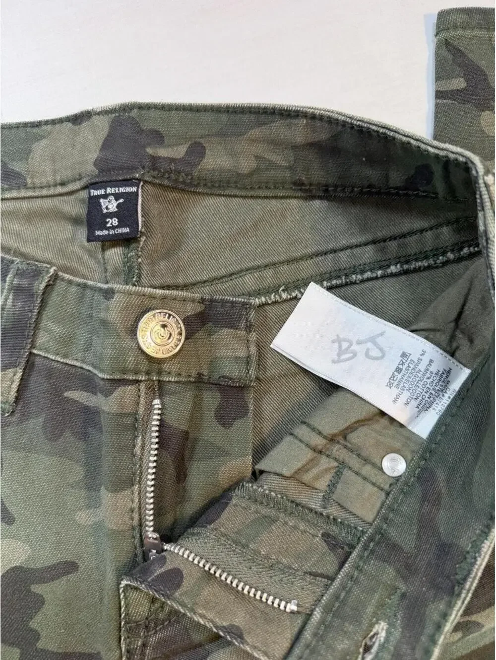 Vintage True Religion Camo Hallie Mid Rise Super Skinny Jeans